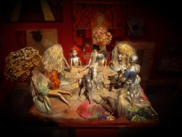 sculpture- 7 barbies party